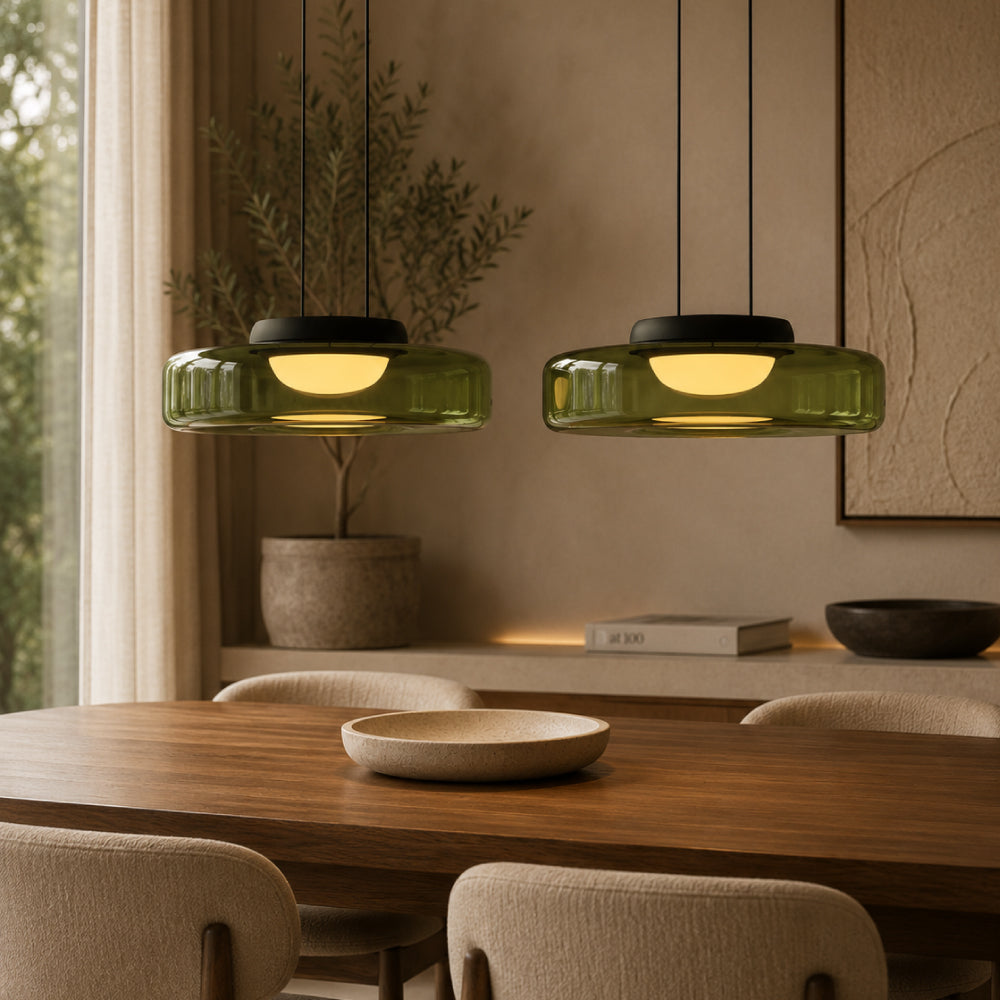 Glas Pendel Lampe - Lagdelt Glasdesign i Tonet Glas med Justerbar Højde 24