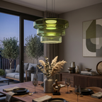 Glas Pendel Lampe - Lagdelt Glasdesign i Tonet Glas med Justerbar Højde 3
