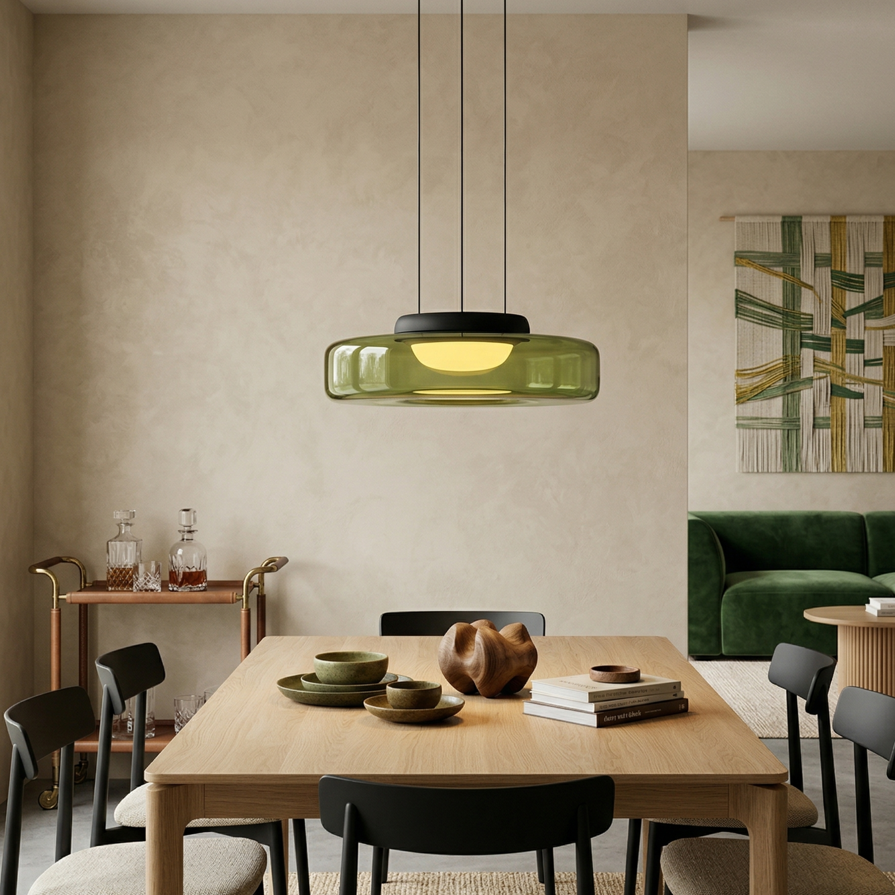 Glas Pendel Lampe - Lagdelt Glasdesign i Tonet Glas med Justerbar Højde 6
