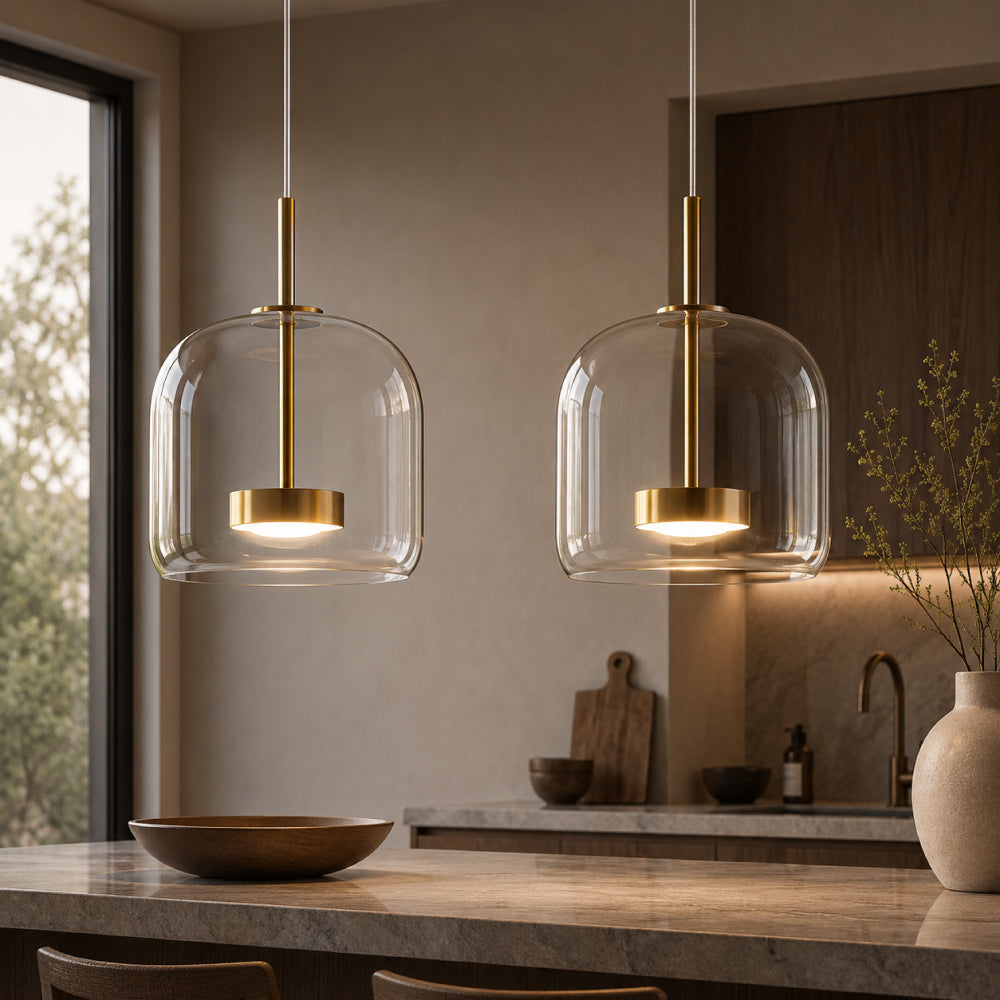Glas Pendel Lampe til Spisebord – Elegant Design i Tonet Glas 11