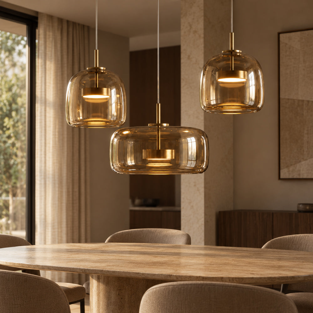 Glas Pendel Lampe til Spisebord – Elegant Design i Tonet Glas 19