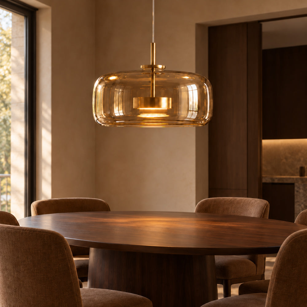 Glas Pendel Lampe til Spisebord – Elegant Design i Tonet Glas 23