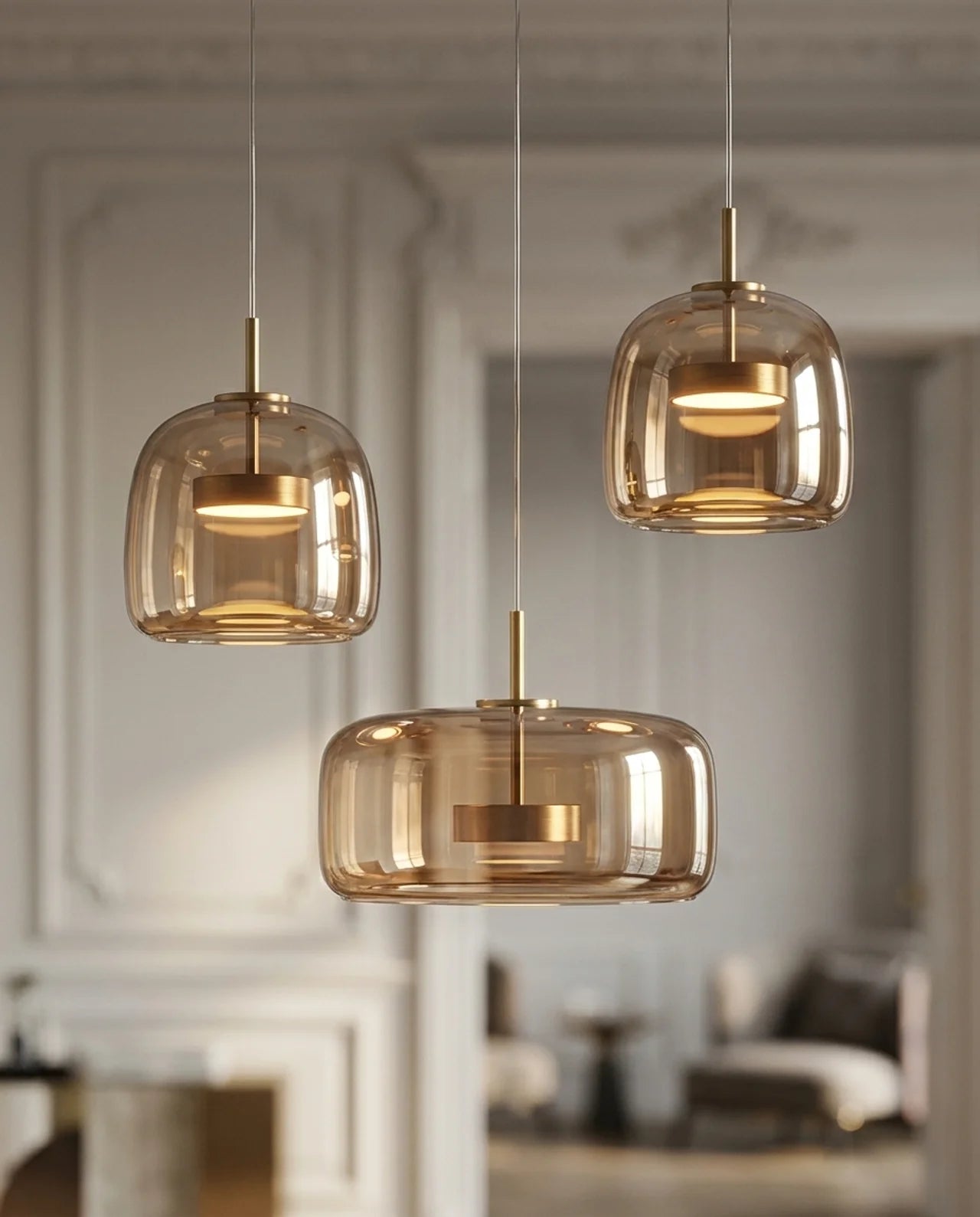 Glas Pendel Lampe til Spisebord – Elegant Design i Tonet Glas 6