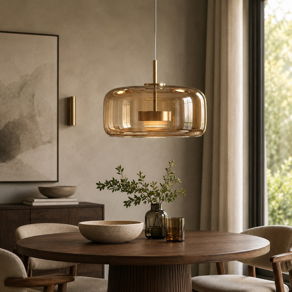 Glas Pendel Lampe til Spisebord – Elegant Design i Tonet Glas 7