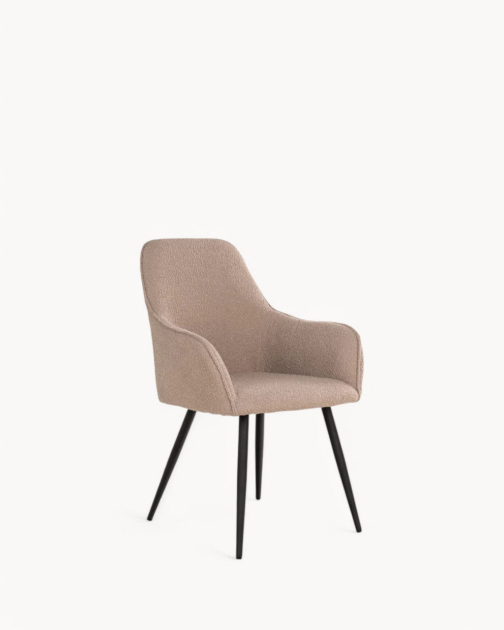 Harmonisk Spisestuestol | Bouclé Beige, Metalben, Komfortabel Sædehøjde 0