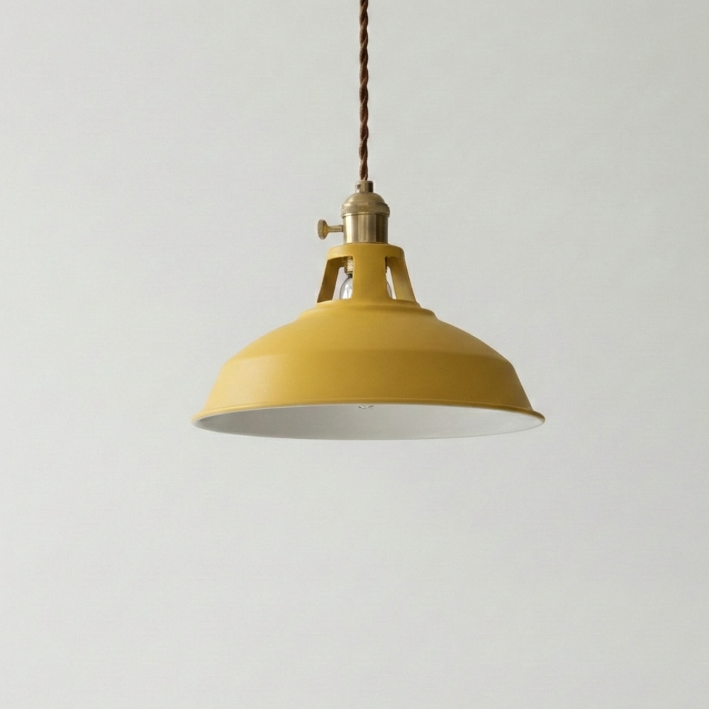 Industriel Pendel Lampe i Jern – Justerbar Højde med Farverige Metalskærme 6