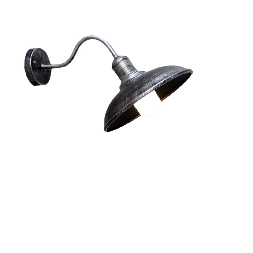 Industriel Udendørs Væglampe i Jern – Skålformet Design med LED Lys 0