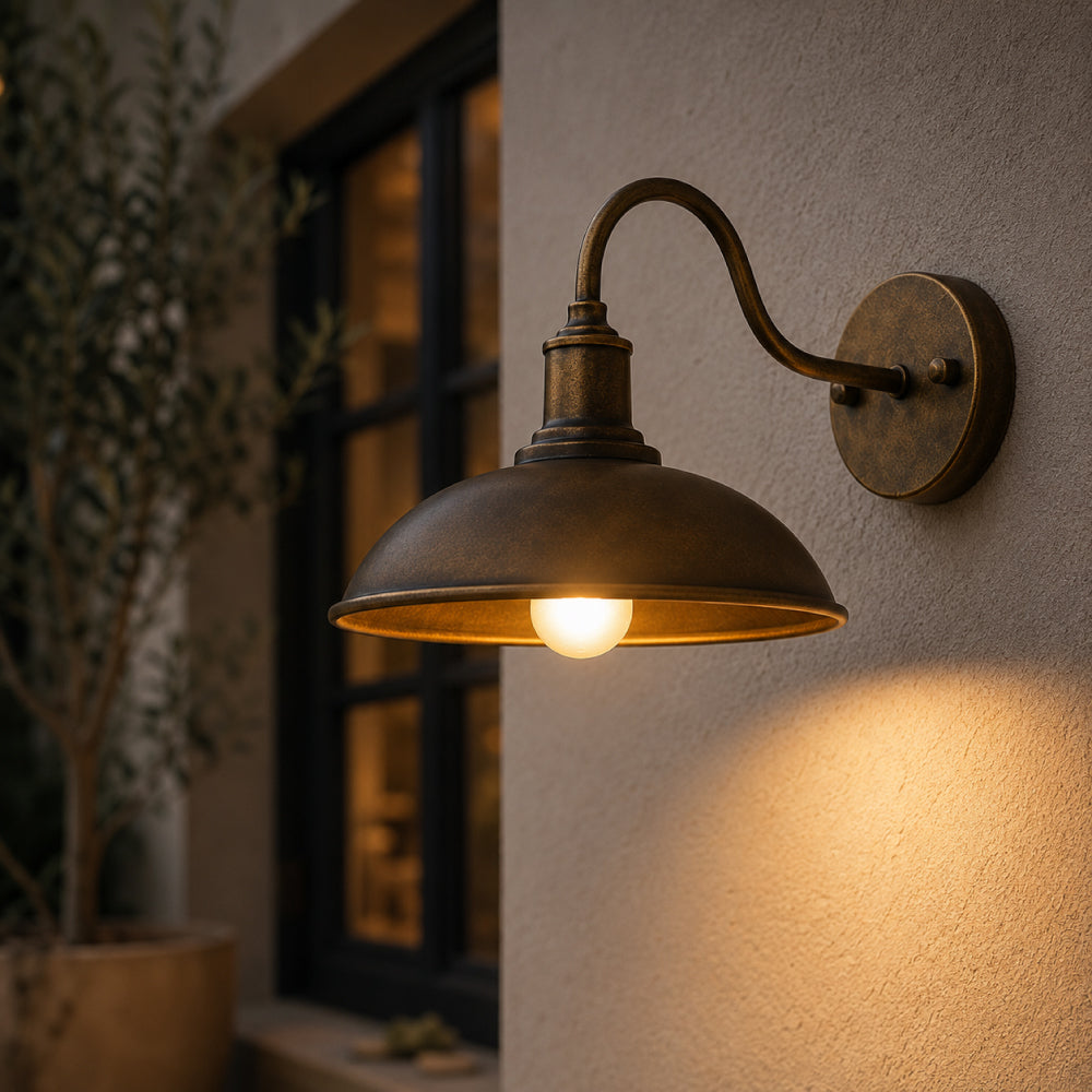 Industriel Udendørs Væglampe i Jern – Skålformet Design med LED Lys 14
