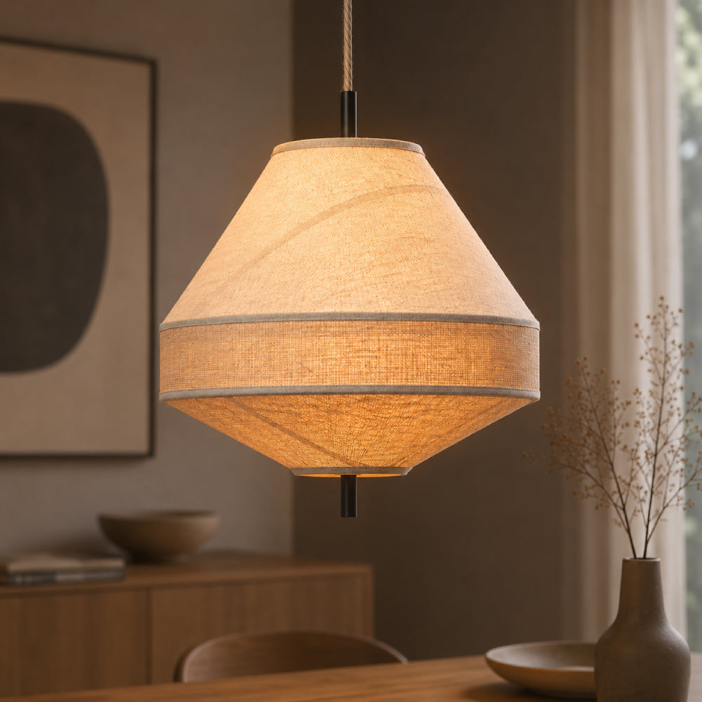 Japandi Loftslampe i Linnedstof - Organisk Design 0
