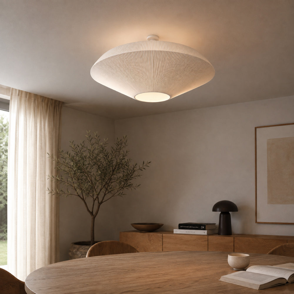 Japandi Loftslampe i Stof – Organisk Design til Stue og Soveværelse 2
