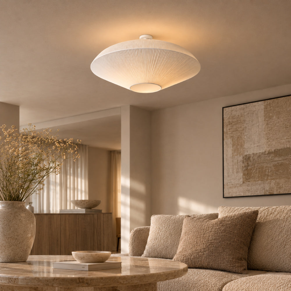Japandi Loftslampe i Stof – Organisk Design til Stue og Soveværelse 3