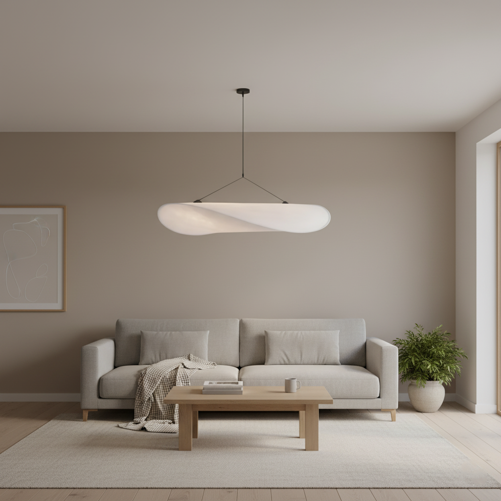 Japandi Pendel Lampe - Flydende Silkeform med Blød Glød 3
