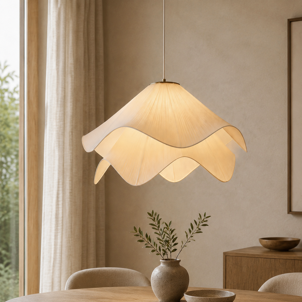 Japandi Pendel Lampe - Justerbar Højde, Elegant Stofdesign til Spisebord 13