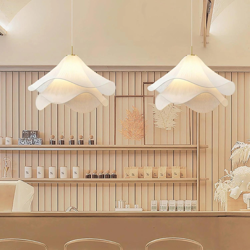 Japandi Pendel Lampe – Justerbar Højde, Elegant Stofdesign til Spisebord 5