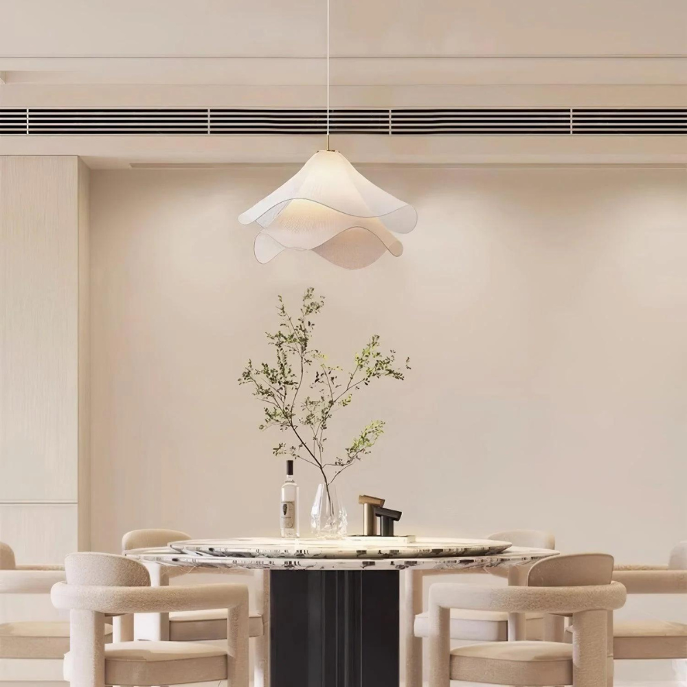 Japandi Pendel Lampe – Justerbar Højde, Elegant Stofdesign til Spisebord 6