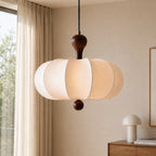 Japandi Pendel Lampe - Organisk Design med Trædetaljer i Valnød 1
