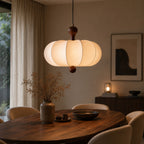 Japandi Pendel Lampe - Organisk Design med Trædetaljer i Valnød 2