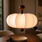 Japandi Pendel Lampe - Organisk Design med Trædetaljer i Valnød 4