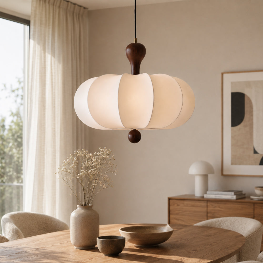 Japandi Pendel Lampe - Organisk Design med Trædetaljer i Valnød 5