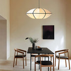 Japandi Pendel Lampe - Oval Stofskærm med Sort Ramme 3
