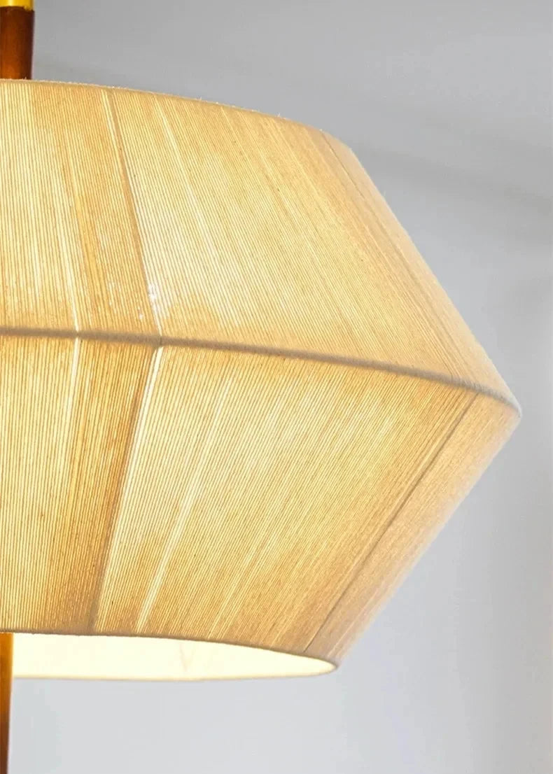 Japandi Pendel Lampe - Stofskærm med Trædetaljer 4
