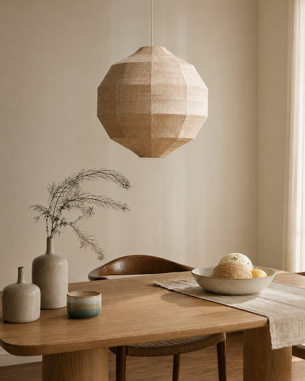 Japandi Pendel Lampe i Naturlig Plantefiber - Vævet Design med Justerbar Ledning 6