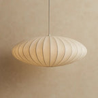 Japandi Pendel Lampe i Silke - Plisseret Oval Silhuet 6
