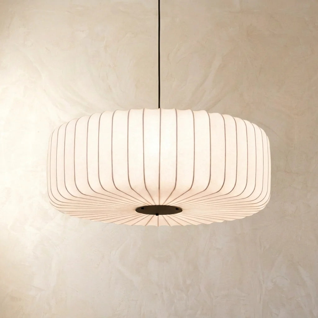 Japansk Pendellampe i Silke med Wabi Sabi Design 0