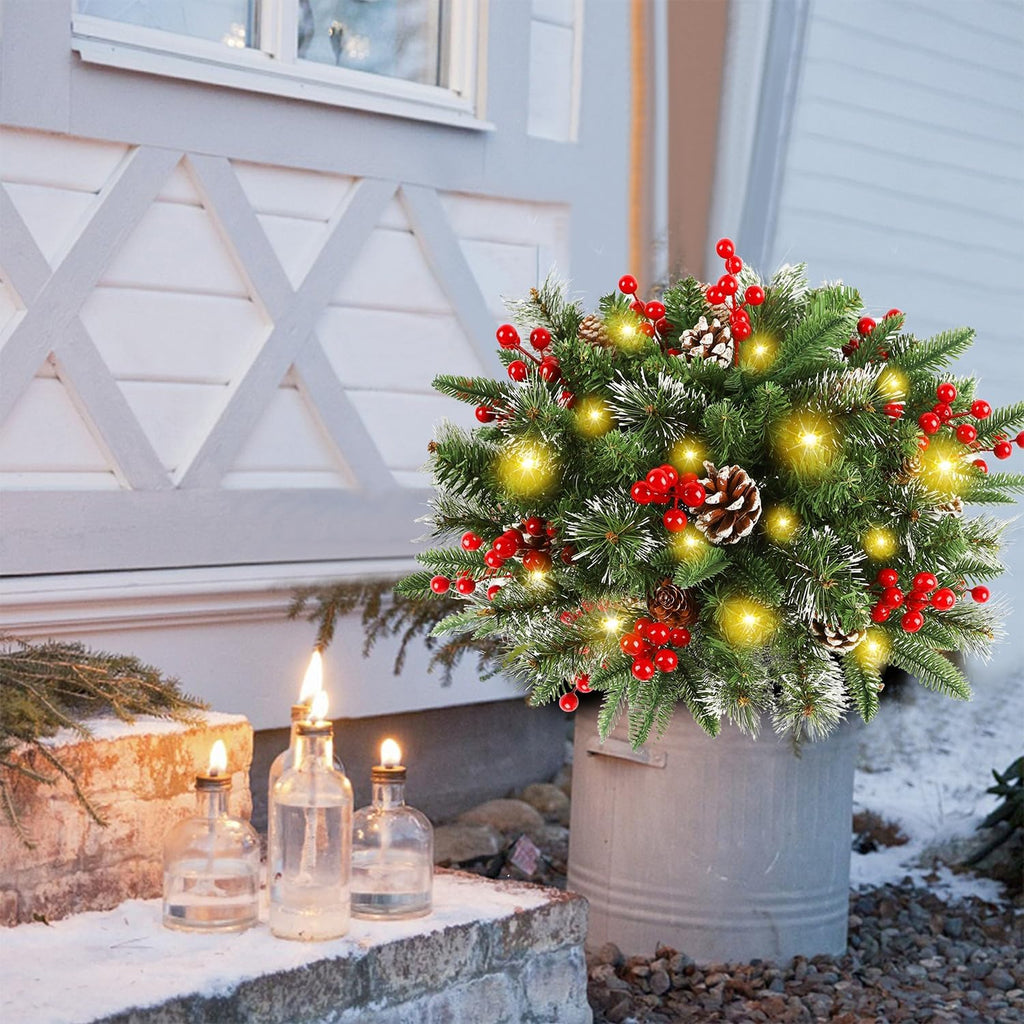Juledekoration med Lys til Krukke med Timer og 8 Lysfunktioner 0