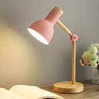 Justerbar Bordlampe i Træ og Metal – Moderne Design med Fleksibel Belysning 4