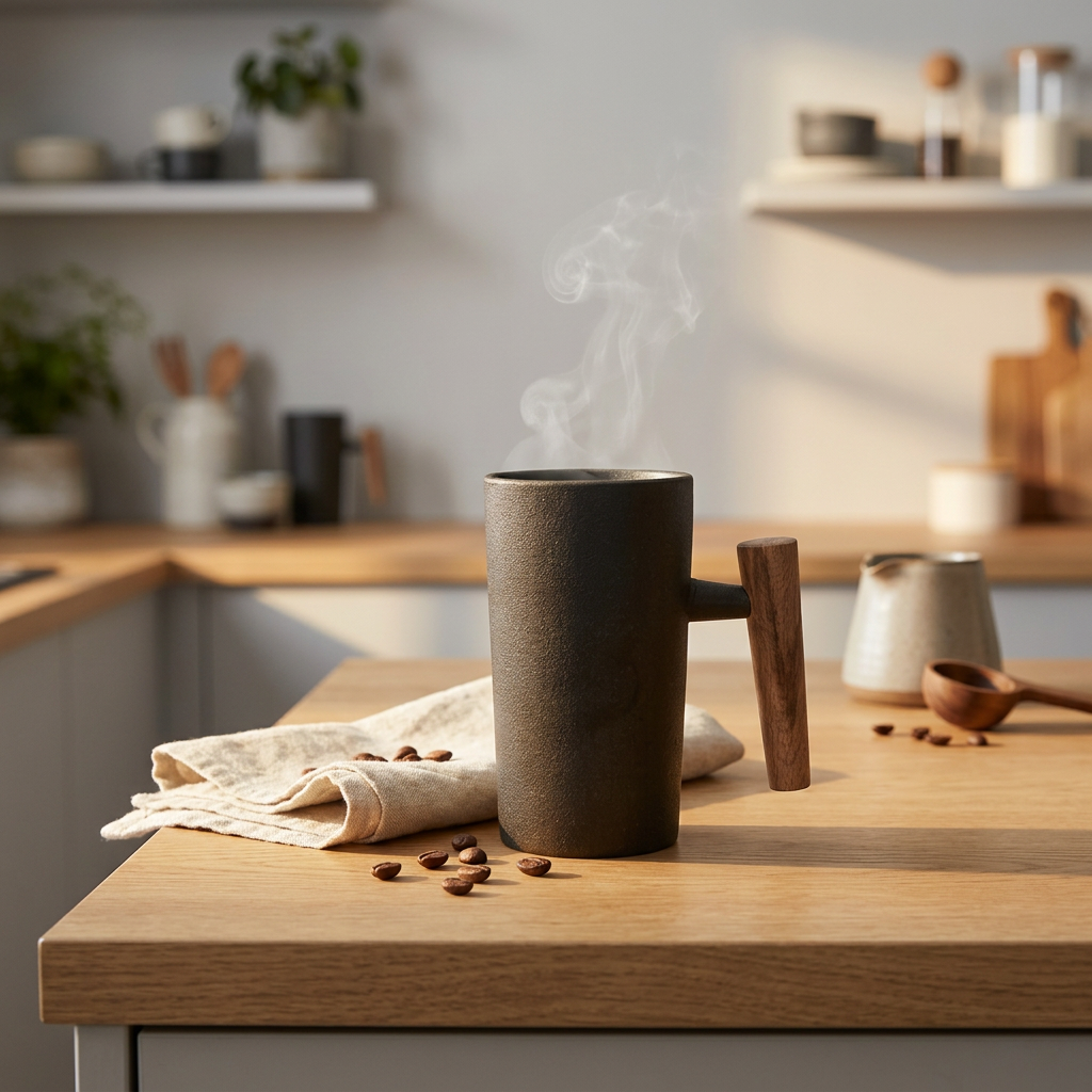 Keramikkrus i Jordfarver Ergonomisk Handtag 220 ml til Kaffe og Te 0