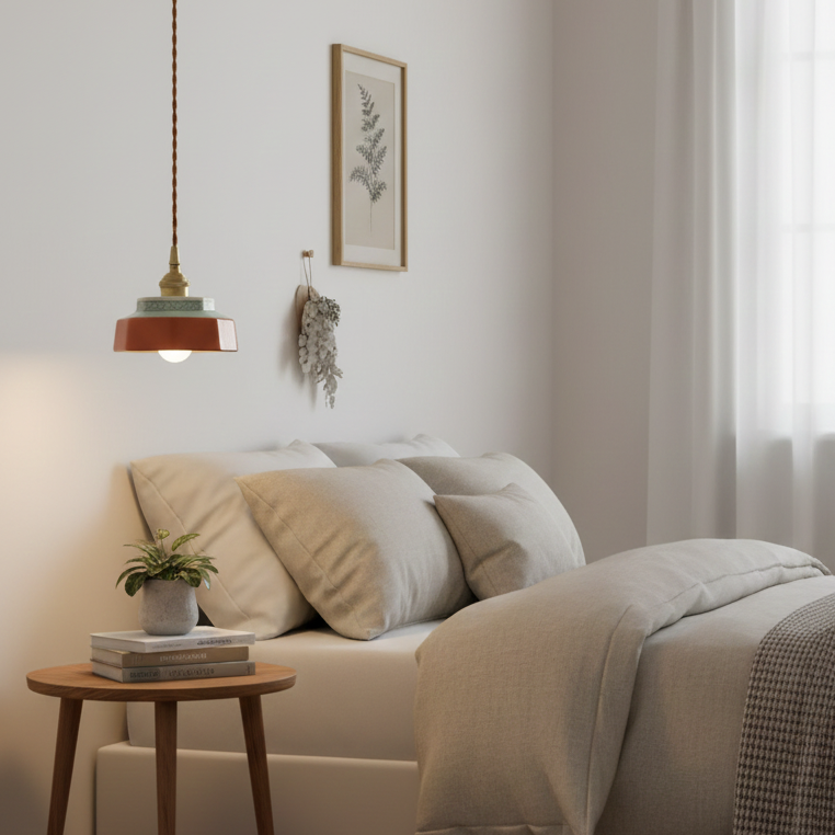 Keramisk Pendel Lampe - Malet Keramik med Kobberfinish 10