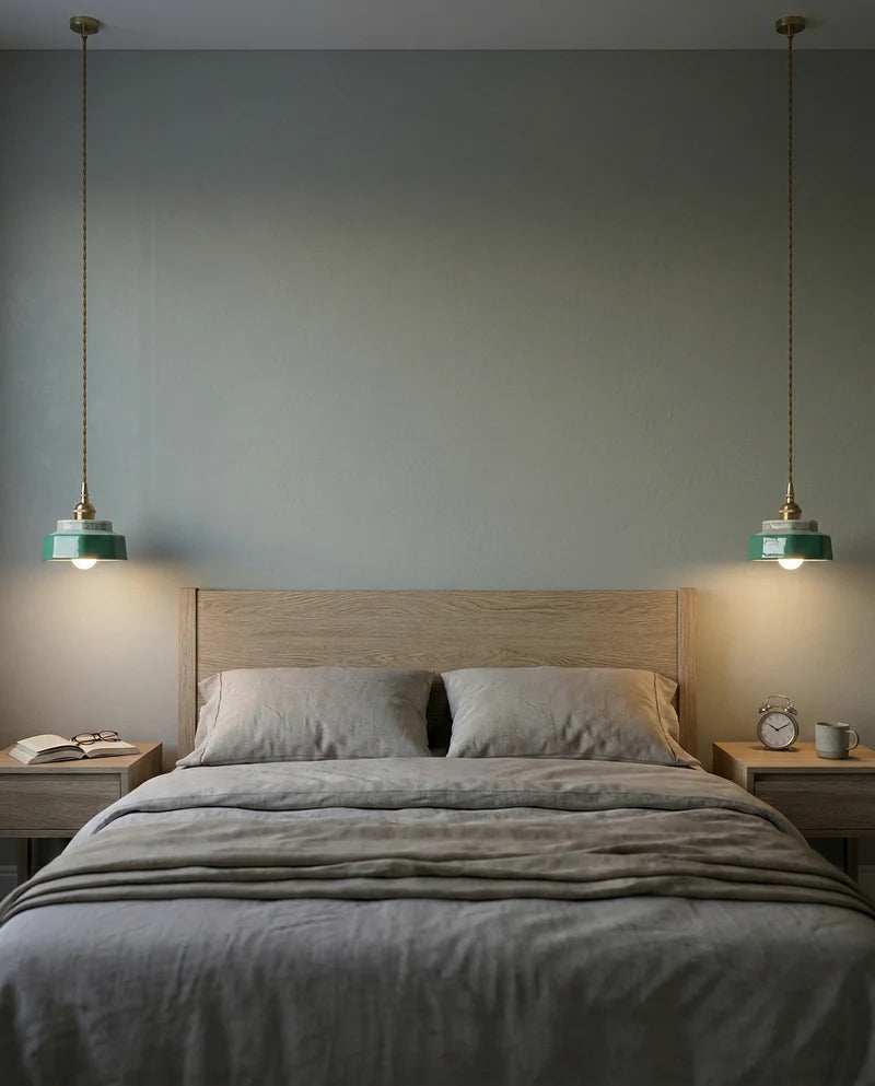 Keramisk Pendel Lampe - Malet Keramik med Kobberfinish 14