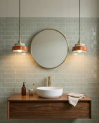 Keramisk Pendel Lampe - Malet Keramik med Kobberfinish 6
