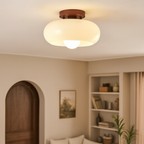Klassisk Bauhaus Loftlampe - Cremefarvet Glas med Metalbund 6