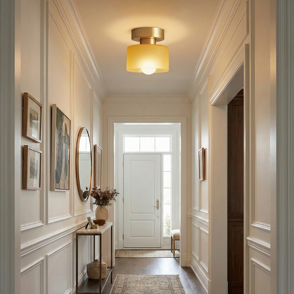 Kompakt Bauhaus Loftlampe - Guld Metal og Glas 3
