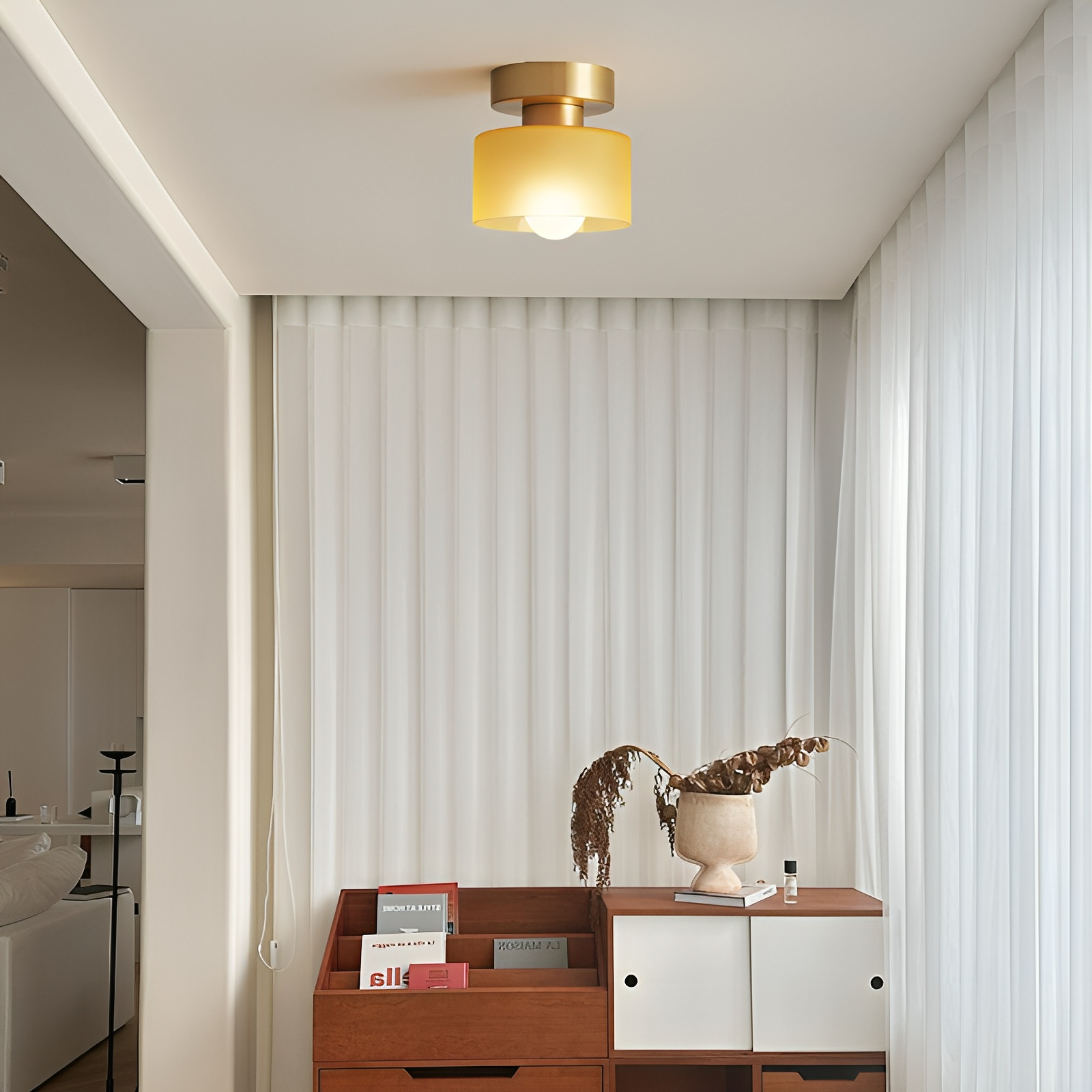 Kompakt Bauhaus Loftlampe - Guld Metal og Glas 4
