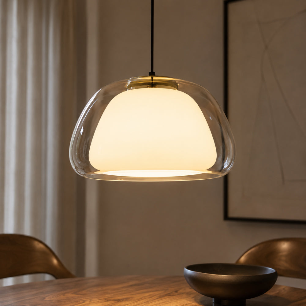 Krystallinsk Pendel Lampe - Elegant Glasdesign til Spisebord med Varmt Lys 10
