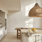 Kuppelformet Spisebordslampe i Naturligt Flet 3