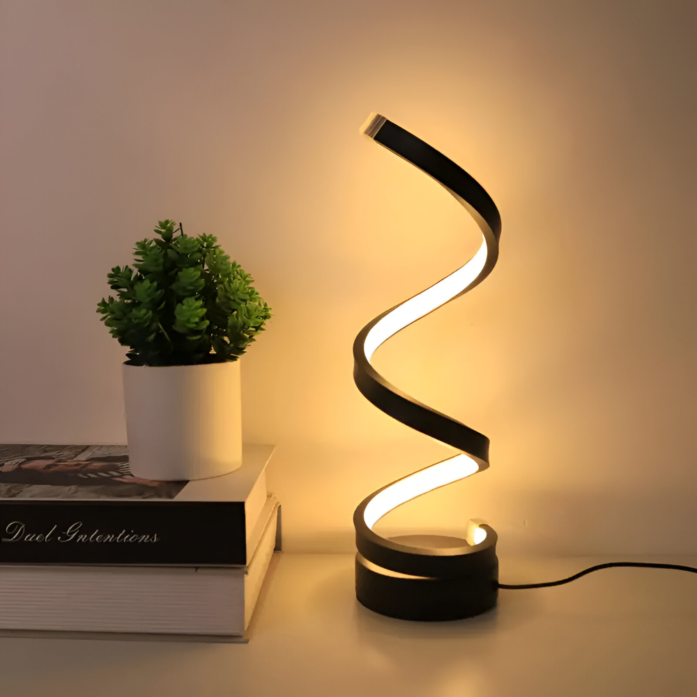 LED Bordlampe i Aluminium – Spiraldesign til Skrivebord og Natbord 1