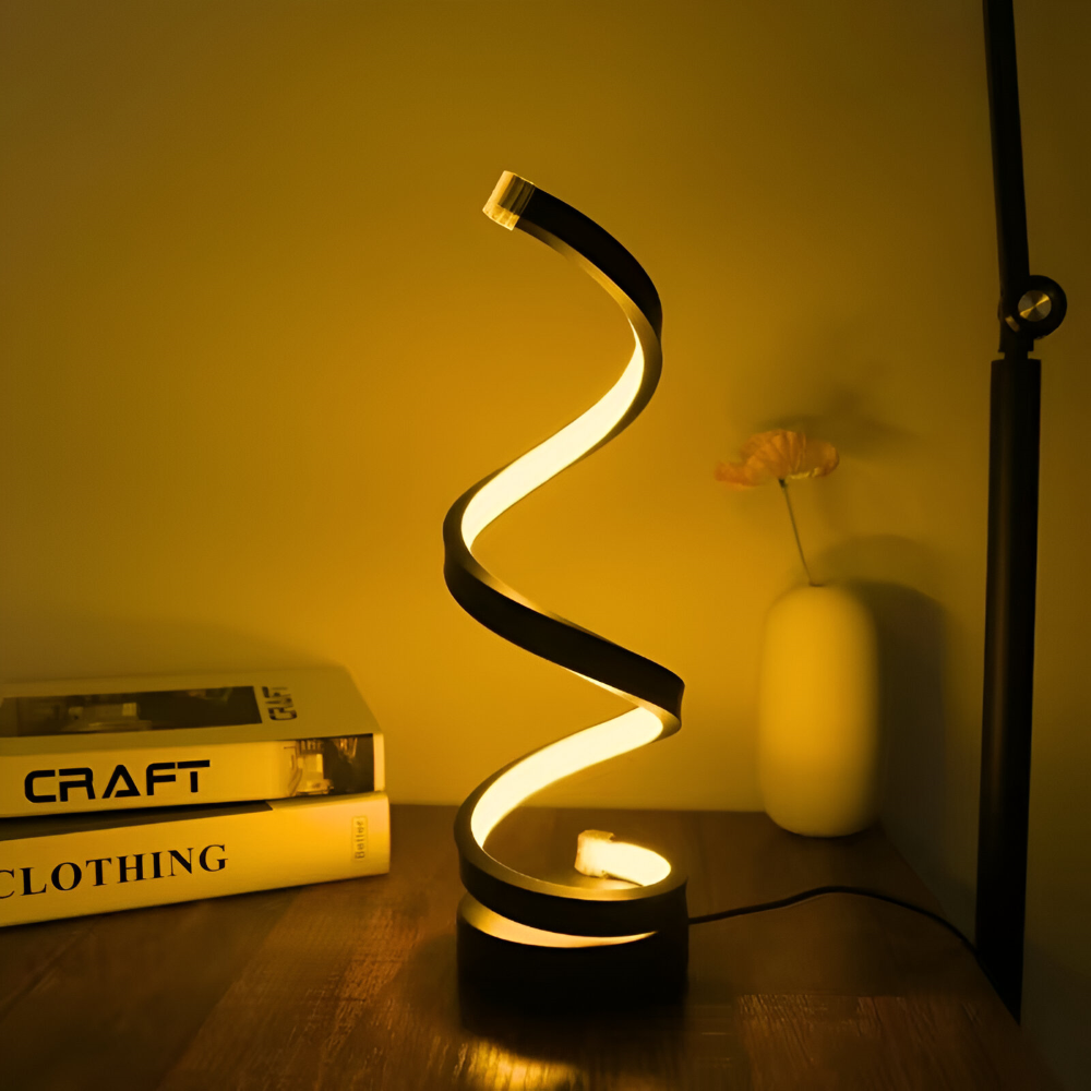LED Bordlampe i Aluminium – Spiraldesign til Skrivebord og Natbord 2