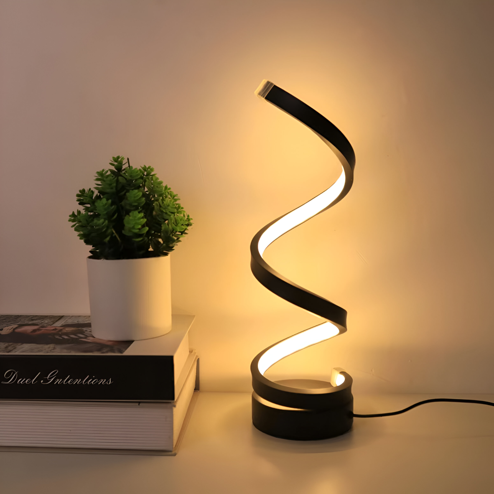 LED Bordlampe i Aluminium – Spiraldesign til Skrivebord og Natbord 3