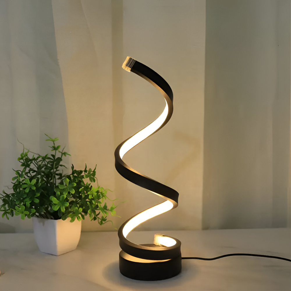 LED Bordlampe i Aluminium – Spiraldesign til Skrivebord og Natbord 4
