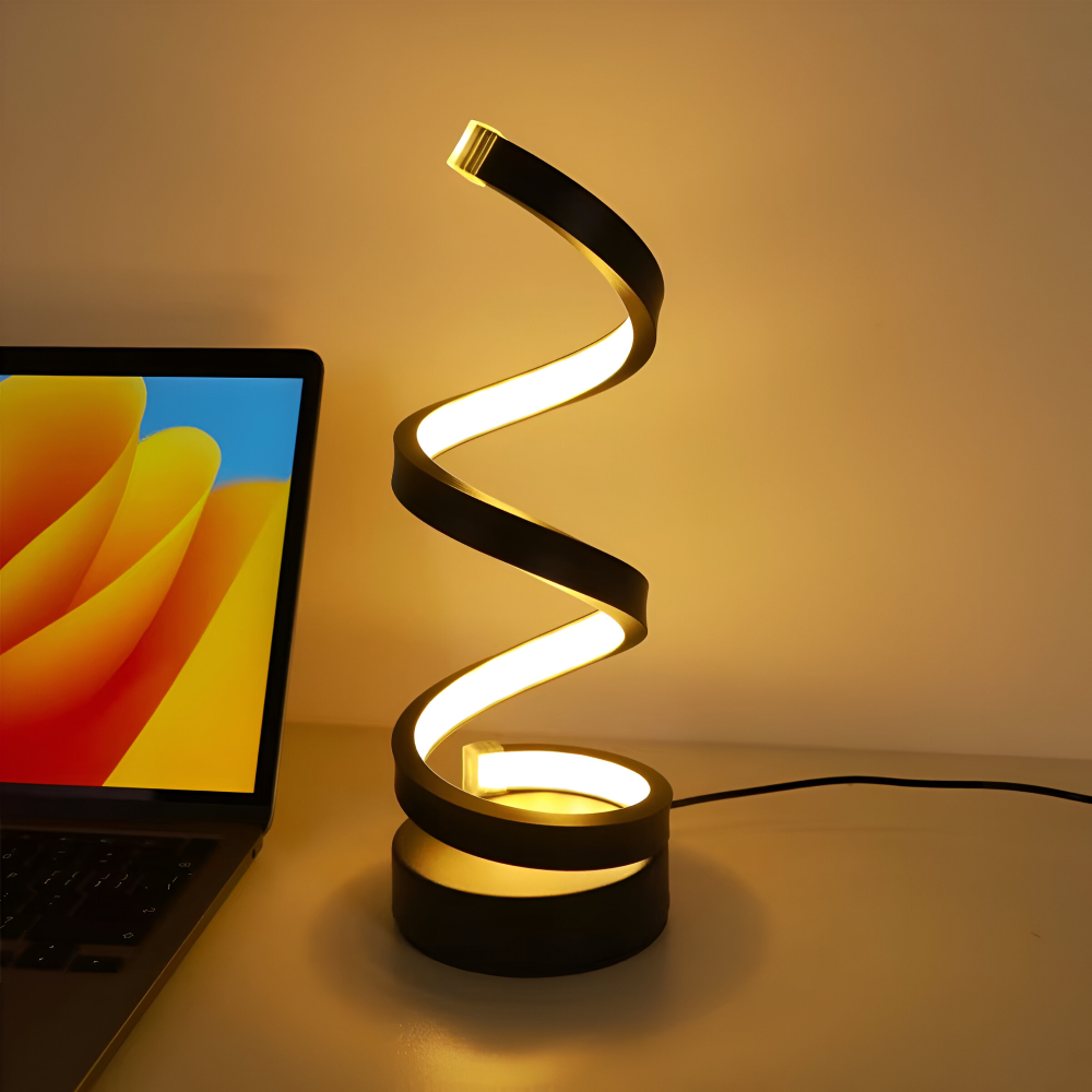 LED Bordlampe i Aluminium – Spiraldesign til Skrivebord og Natbord 6