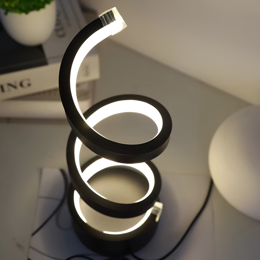 LED Bordlampe i Aluminium – Spiraldesign til Skrivebord og Natbord 9