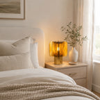 Lanterneformet Bordlampe i Messing med Struktureret Glas 6
