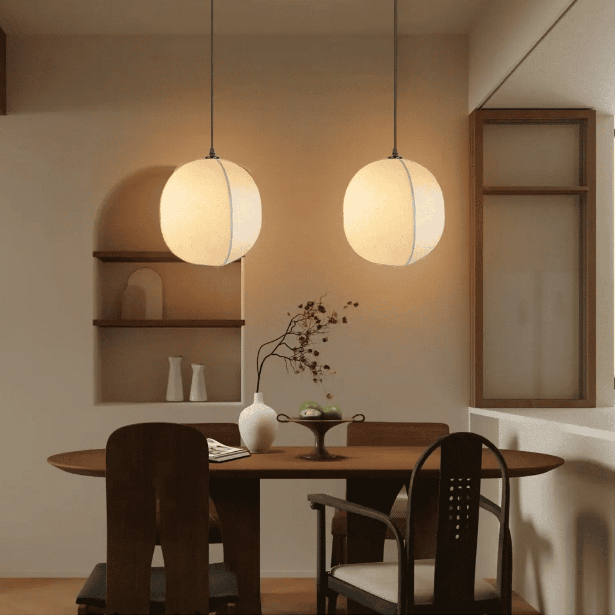 Linned Pendel Lampe - Lanterneform Blød Lysgennemgang 0
