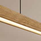 Lang Pendel over Spisebord – Lineær LED Pendellampe i Massivt Træ, Fyr eller Valnød, 80 eller 120 cm, 3 Lysfarver