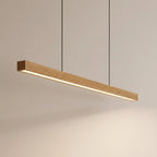 Lang Pendel over Spisebord – Lineær LED Pendellampe i Massivt Træ, Fyr eller Valnød, 80 eller 120 cm, 3 Lysfarver
