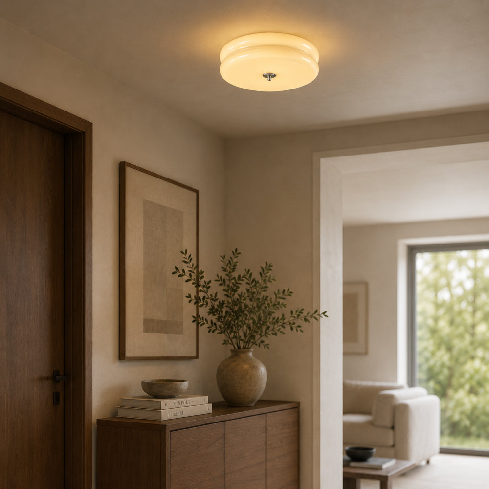 Loftlampe Glas - Elegant Bauhaus Design med Klar Belysning og Metalramme 12